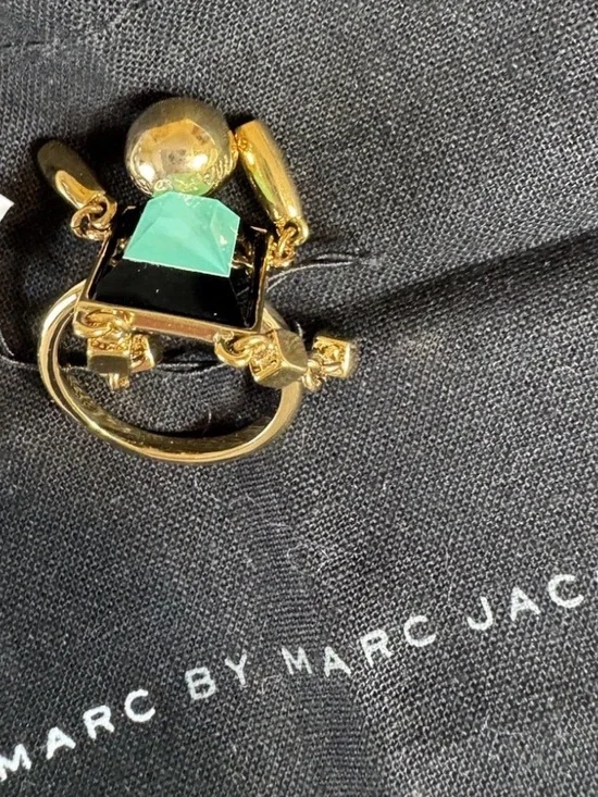 Marc By Marc Jacobs Stacked Block Figure Dusty Jade Green Ring/Size  8 -NWT - Picture 2 of 11